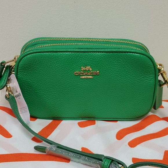 Coach Handbags - NWT Coach Green Pebbled Leather Crossbody